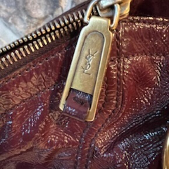 Yves Saint Laurent Rive Gauche Burgundy Patent Leather Sac Downtown Tote - Picture 9 of 14